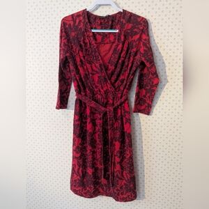 Lands End 10 Floral Wrap Dress Layer Cotton Day Evening Holiday Summer Fall